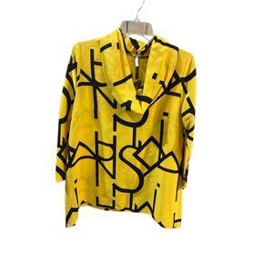 Lindi graffiti print pullover blouse yellow & black Small
